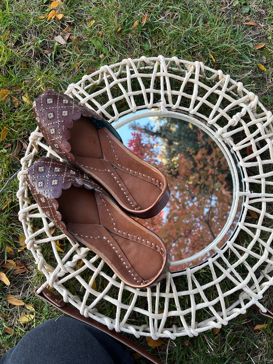 Handcrafted Punjabi Leather Juttis with Embroidery Work